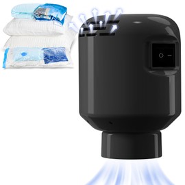 Kissleaf Portable Vacuum Storage Bags Electric Pump Space Saver Compression Pack Suction Pump Vacuum Pack Bags Air Pump for Clothes Duvets Blanket，Black