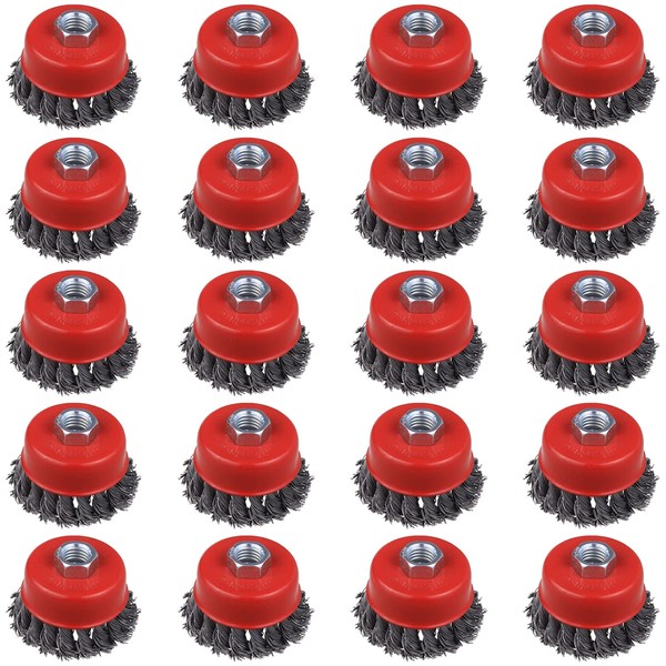 20 Pieces Knotted Wire Cup Brush for Angle Grinders, Wire