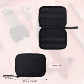 Miretro Watch Bands Storage Bag, Organizer Holds 12 Watch Bands Waterproof Portable Electronics Travel Watch Straps Carrying Case; Band Storage Bag for Most Sizes Smart Watch -Black