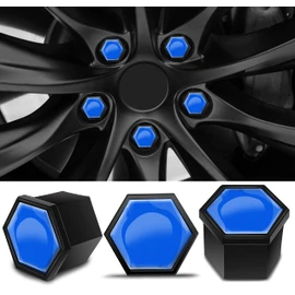Biomar Labs Set of 20pcs Car Wheel Nut Caps Bolt Cover 19mm Universal with Removal Tool Blue Gloss LC 3