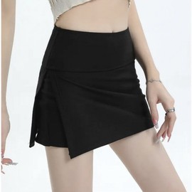 Side Slit Yoga Skirt Shorts: Stretch Sport Skirt for a Trendy Look Anti-Exposure M (45-55 kg) / Black 5ea