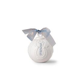 LLADRÓ Blue 2025 Christmas Ball. Decorative Ornament in Matte Porcelain with Blue Details. Porcelain Christmas Ball