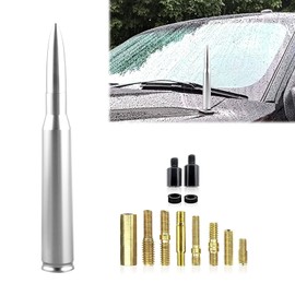 ijuicy 1 PC Car Bullet Antenna, 50 Cal Bullet Antenna, Antenna Topper Replacement, Heavy Duty Pickup Truck Accessories, Fit for GM Chevy Silverado 1500 2500 3500 HD GMC Sierra 1500 2500 3500 (Silver)