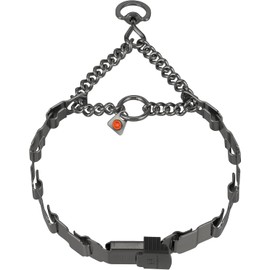Herm. Sprenger NeckTech Fun Dog Training Collar with Quick Release Snap and Swivel, Anti Pull Collar, Stainless Steel Black (18" Neck Size; 20" Chain Length)