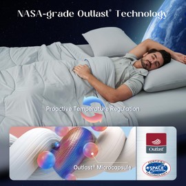 Dream Valley® Outlast® Cooling Comforter, All Season Twin XL NASA-Grade Technology Cooling Blanket for Hot Sleepers Night Sweats, Q-Max > 0.45 Aerocool™ Breathable, Cool Grey, 68"x90"