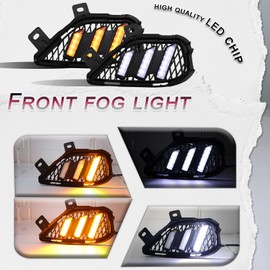 GEEGEETOP Upgrade full LED Driver and Passenger DRL Turn Signal Light Front Bumper Fog Lamps Compatible with INFINITI QX50 2022 2023 2024 Pure, Luxe, Sensory and Autograph Indicated Light