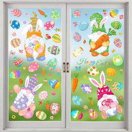 9 Sheets Easter Window Clings Cartoon Egg Bunny Rabbit Chick Sheep Window Decals Spring Gnome Window Decor for Home Office School Shop Glass Display Party Supplies