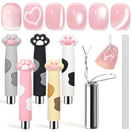 SAVILAND Essential Strong Magnetic Nail Magnet Set: 6PCS Cat Eye Magnet for Nails N35 Neodymium Nail Magnets Nail Art Pocket-Size Magnet for Cat Eye Gel Polish Home DIY Nail Design Tools Cateye Nails