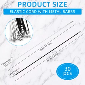 30 Pcs Elastic Cord with Metal Ends Mask Elastic Strap Soft Stretch Band Party Hat String for DIY Craft Book Mask Lanyard Binding Menu Hanging