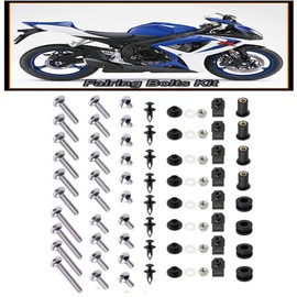 Stainless Steel Plastic Motorcycle Fairing Bolt Kit, Hardware Screws and Fasteners, Silver + Black, for Suzuki GSXR600 GSXR750 2006-2007 K6 K7
