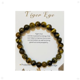 Soyzvteo Healing Crystal Stone Bracelets 8mm Natural Semi Precious Gemstone Beaded Bracelets Crystal Round Beads Stretch Bracelet-Tiger Eye