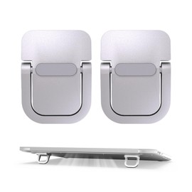 Liroyal Laptop Stand, Set of 2, PC Stand, Stick-on Type, Foldable, Lightweight, Portable, Small, Cooling, Heat Dissipation, Anti-Slip, Durable, Silver