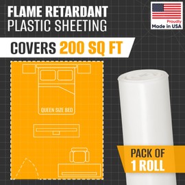 Paclord Flame Retardant Plastic Sheeting 4' x 50' (200 Sq Ft) – USA-Made Heavy-Duty 4 mil LDPE Plastic Tarp for Welding, Painting & Construction – Fire-Rated, Waterproof, Tear-Resistant Barrier