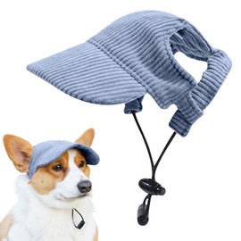 Tai Dog Sun Cap, Summer Dog Hat for Sun Protection Adjustable Baseball Hat Visor Cap with Ear Holes for Pets (Blue, L)