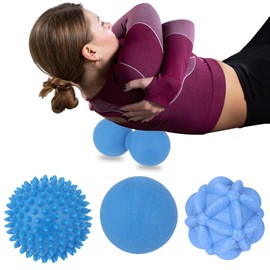 Massage Ball Set for Myofascial Trigger Point Release,Spiky Ball,Peanut Ball,Lacrosse Ball,Hand Exercise Ball,Deep Tissue Massage,Lacrosse Ball Massage Ball Therapy,Massage Balls Set of 4