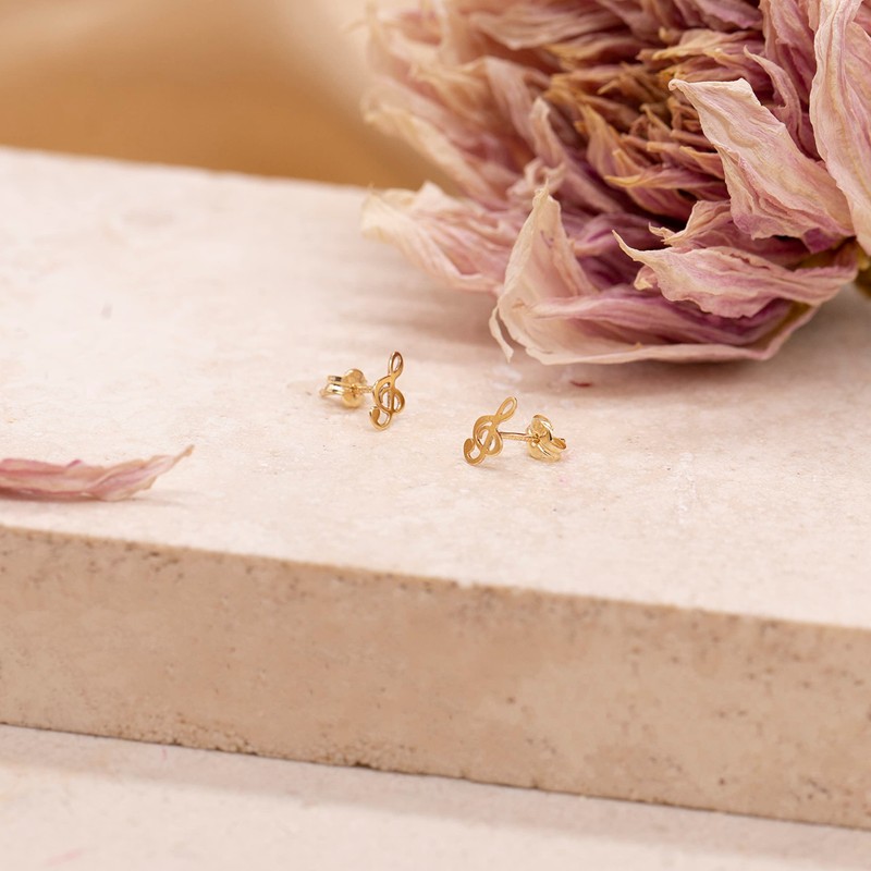 Carissima Treble Clef 1.55.8439 Women's Stud Earrings 375 Yellow Gold,