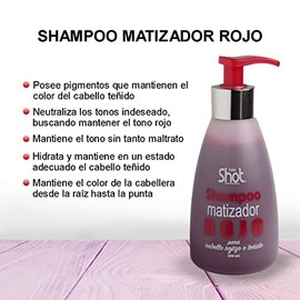 Kolor Shot Shampoo Matizador Profesional Color Rojo para dar mayor color y brillo - 250 ml