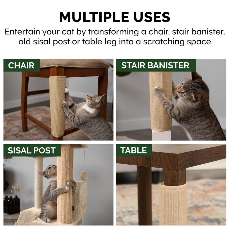 Furhaven Wrap Around Scratching Post Cover for Indoor Cats, Fits