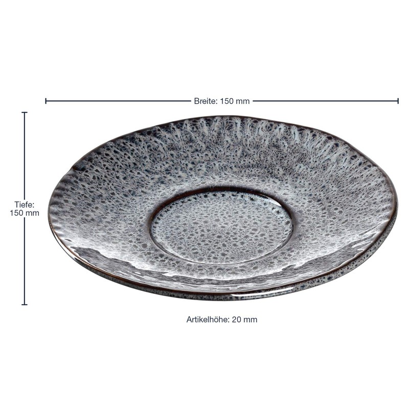 LEONARDO HOME 18590 Matera Ceramic Saucer 15 cm Anthracite, Charcoal