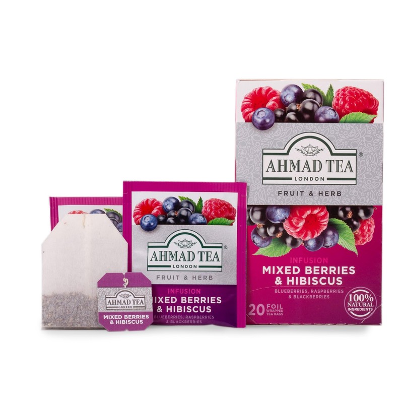 Ahmad Tea Herbal Tea, Mixed Berries & Hibiscus Teabags, 20