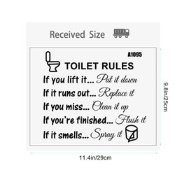 3 sets of Toilet Rules Wall Quotes Stickers, Bathroom Washroom Decals WC Sign Vinyl Art Decor for Kids Bedroom Home Decorations