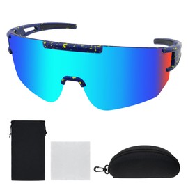 Homeinmind Schnelle Brille,Fahrradbrille Herren Damen,Sportbrille Fahrrad Radbrille Laufbrille UV400 Schutz Sonnenbrille für Rennrad Fahrrad MTB Laufen Golf Reiten Ski Rave Grün Blau