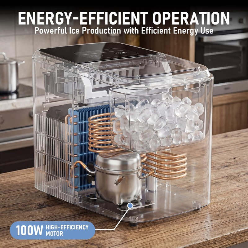Nalison Countertop Ice Maker 26LBS per Day,9 Ice Cubes in