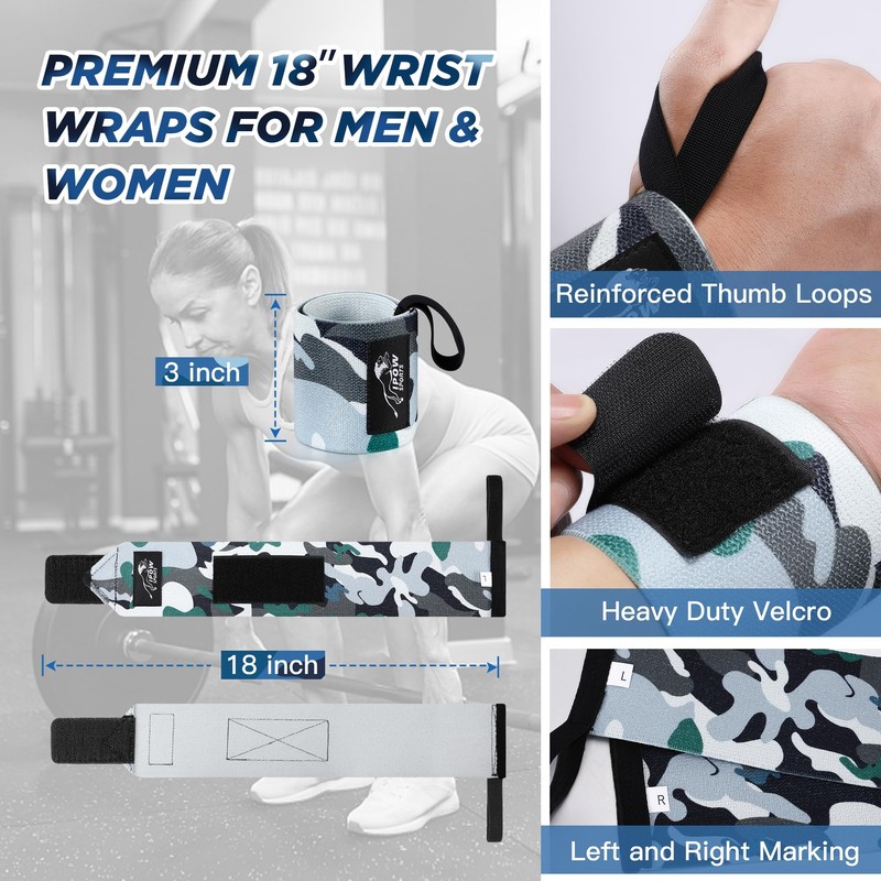 18'' Professional Wrist Wraps for Weightlifting 2PCS(IPF Approved),Heavy Duty Gym