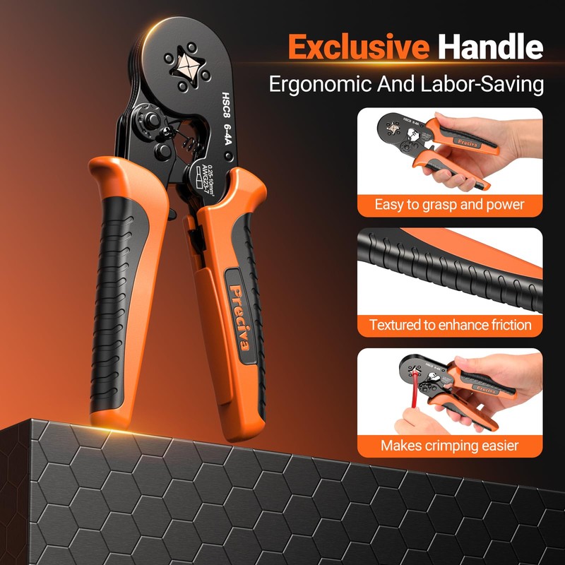 Preciva Ferrule Crimping Tool Kit with Portable Suitcase, Square Crimping