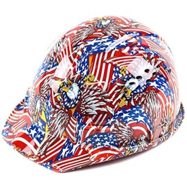 Troy Safety RK-HP34-FLAG Patterned Hard Hat Cap Style with 4 Point Ratchet Suspension (Flag)