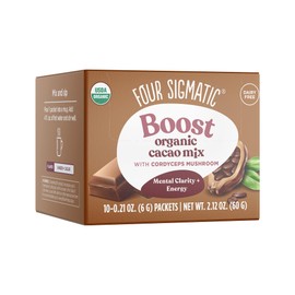 Four Sigmatic Boost Mushroom Cacao | Organic Instant Cacao with Cordyceps & Ginger | Supports Stamina & Energy | Drink it or Bake with it | 10 Packets