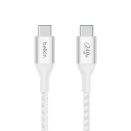Belkin BoostCharge USB-C® to USB-C Cable 240W - Color: White, Cable Length: 6.6 ft