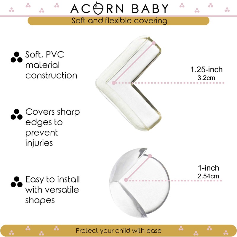 Acorn Baby Clear Corner Guards - 20pk Round and Square