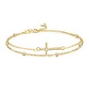 GAVU Double Chains 14K Gold Plated Cross Bracelet for Women,