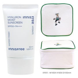 Innisfree Hyaluronic Moisture Sun Cream + Play Green Cosmetic Pouch (Green) / 이니스프리 히알루론 수분 선크림+플레이그린 화장품 파우치 (그린)