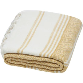 DEMMEX Oeko-TEX Certified 100% Organic Cotton & Organic Dye Prewashed XL Diamond Weave Turkish Towel Peshtemal Blanket for Bath,Beach,Pool,SPA,Gym,71x39 Inches (Mustard)