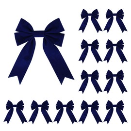 Meseey 12 Pcs Royal Blue Velvet Ribbon Bow Christmas Wreath Bows for Garland Gift Wrapping Indoor Outdoor Christmas Parties Decorations (Royal Blue, 12)
