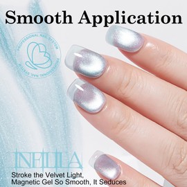 NXJ INFILILA 0.5 Oz Glass Cat Eye Gel Nail Polish, Moonlight Magnetic Nail Polish Blue Glitter Shimmer Translucent Color Salon 15 ML Magnetic Nail Art SG10