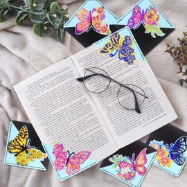 FEMBW 8 Pcs Diamond Art Bookmarks - DIY Bookmark Kits for Kids & Adults - Corner Bookmark Accessories