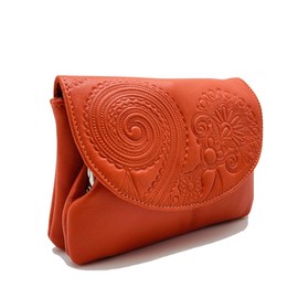 Woman, Lady and Girl Leather Purse, orange, Elegant