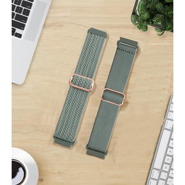 TUCOMO 2 Pack Braided Stretchy Nylon Watch Bands Compatible with Garmin Vivoactive 6/5/3, 20mm Loop Elastic Fabric Straps for Venu Sq 2/Forerunner 55/165/645/245 Women Men