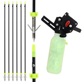 Bow Fishing Reel with Bowfishing Arrows Set Archery Bow Fishing Reel Kit Bowfishing Tool Accessories for Compound Bow Recurve Bow (Black)