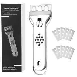 Ceramic Hob Scraper with 10 Replacement Blades, MXTIMWAN Cooker Glass Scraper, Stainless Steel Scraper, Hob Scraper, Glass Scraper, Ceramic Hob Scratch Removal for Cleaning Oven, Hob