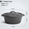 Pre-Seasoned Cast Iron Dutch Oven Pot with Lid, for Braising,