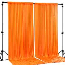 Orange Backdrop Curtain 2 Panels-Wrinkle-Free Champagne Curtains Polyester Photography Drapes for Baby Shower Birthday Party Photo Background Backdrop Stand- 8 X10FT (Orange)