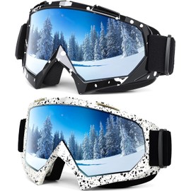 EasYoung Adult Ski Goggles, 2-Pack Snowboard Goggles for Youth, Teens, Men & Women, Wide View Snowmobile Goggles