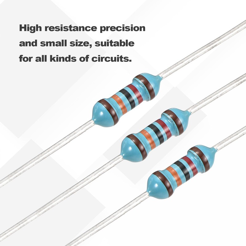 YOKIVE 100pcs 120K Ohm Resistor, 1/4W (0.25W) Metal Film Fixed