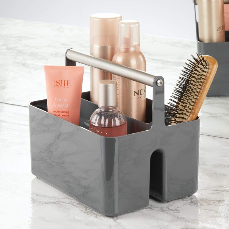 mDesign Plastic Shower Caddy Storage Organizer Utility Tote, Divided Basket