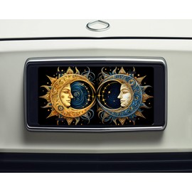 Vanity Decorative Front License Plate - Cute Car License Plate Made in the USA - Aluminum Metal Plate - Premium Quality Car Plate - Front Plate for Car (Sun and Moon)