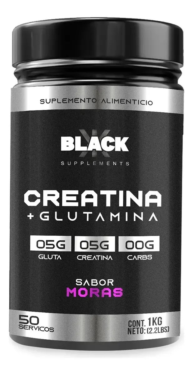 Black Creatina  Glutamina 1 Kg 50 Servicios Varios Sabores